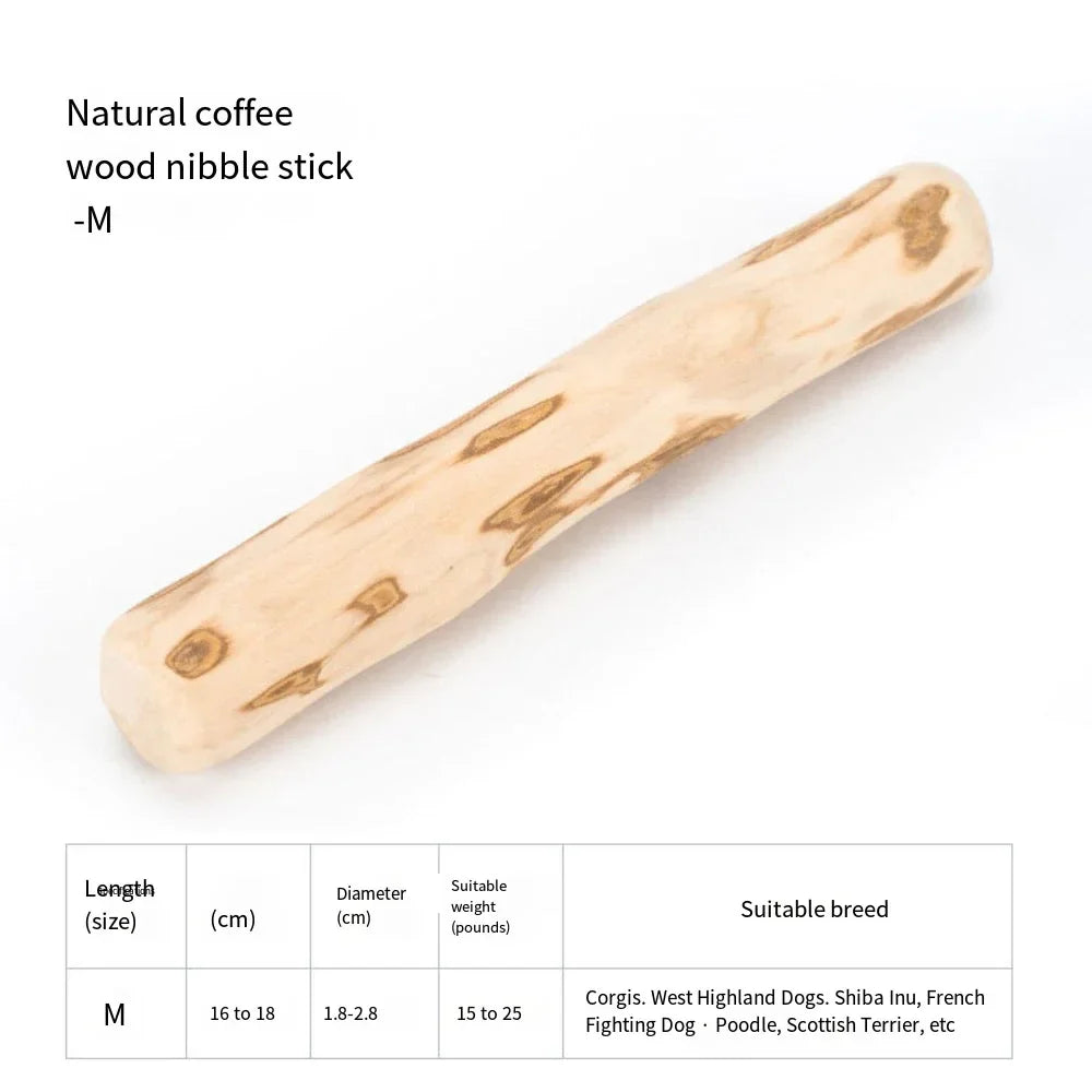 Coffee Wood Dog Chew Toy – Natural Wooden Chew Stick for Dental Health and Teething, Puppies & Adult Dogs