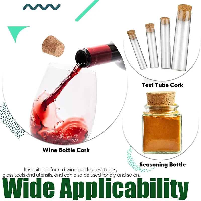 Wooden Conical Cork Stoppers - 5/10/20/50 Pack for Wine Bottles, Crafts & DIY