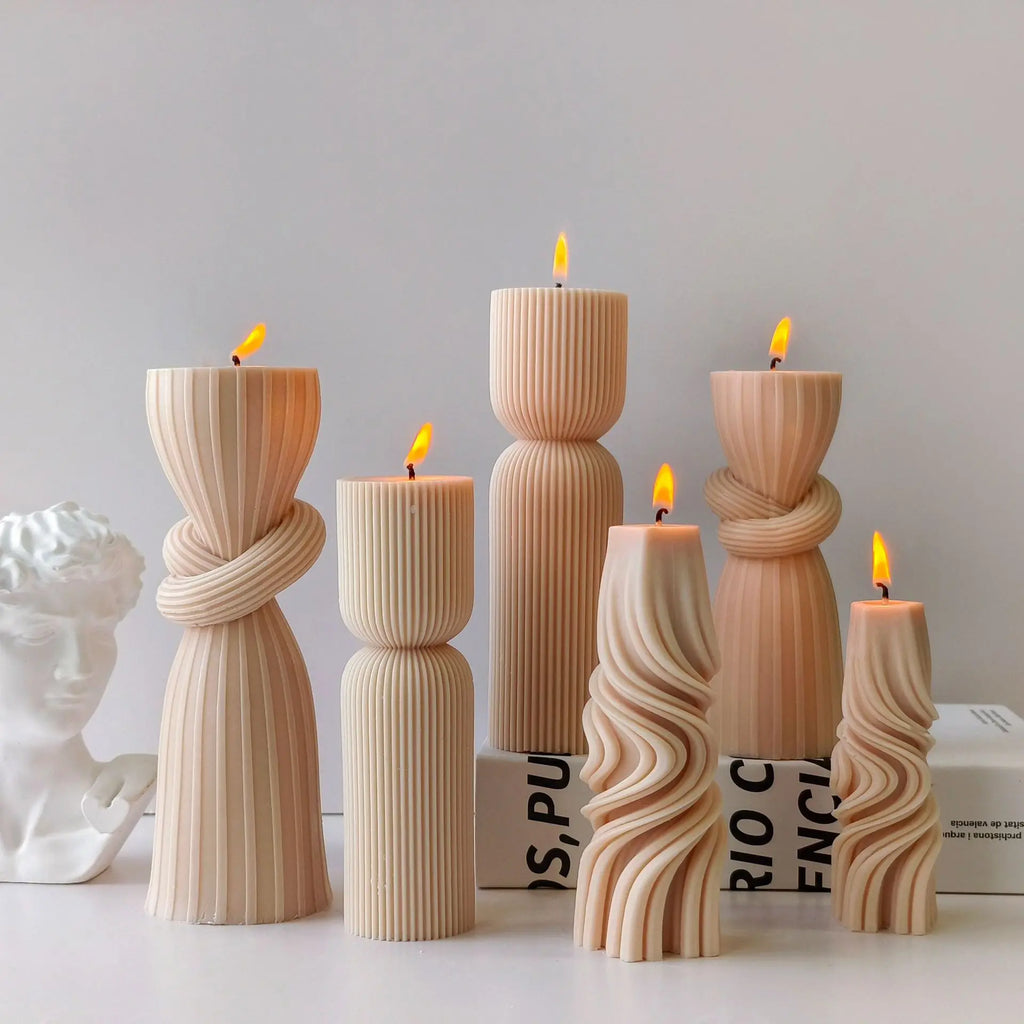 Striped Cylinder Silicone Candle Mold for DIY Pillar, Soy Wax, Plaster & Resin Crafts