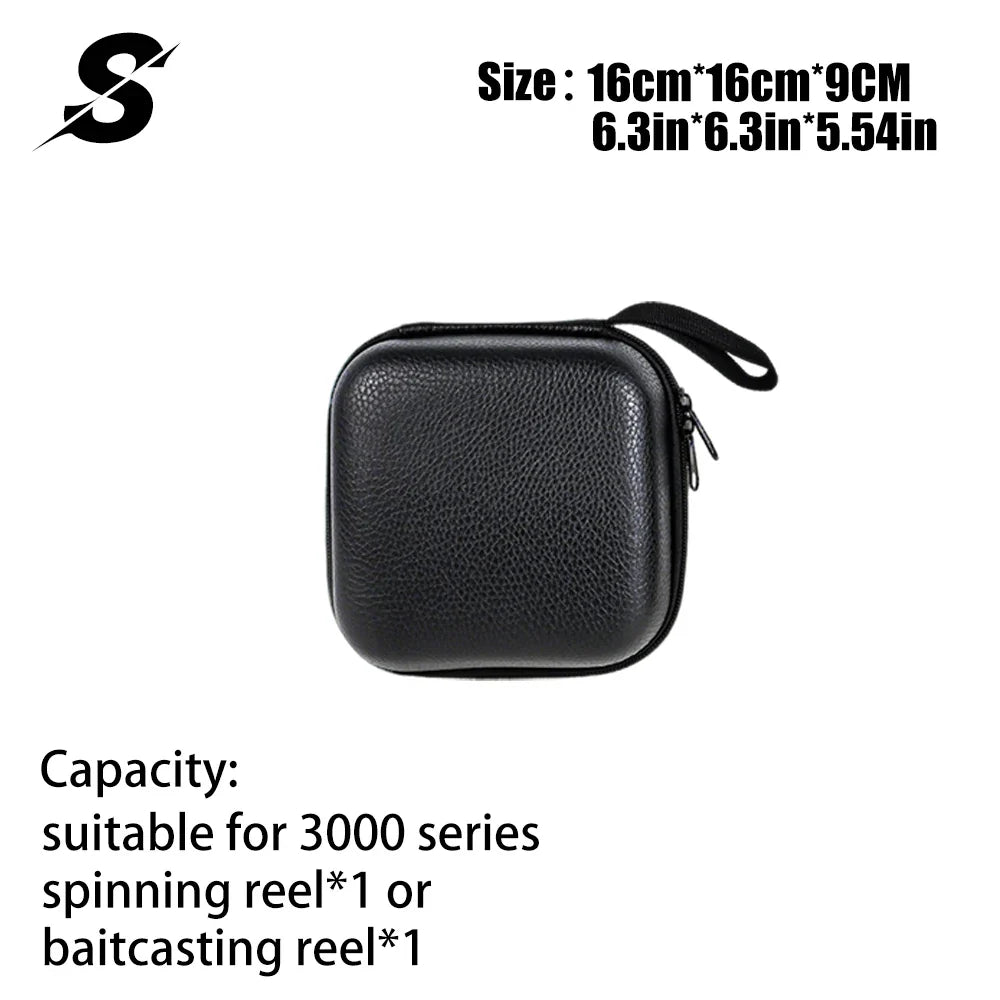 Waterproof PU Spinning Reel Bag — EVA Padded Fishing Reel Case (S/M/L)