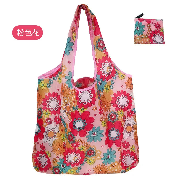 Large Foldable Reusable Shopping Tote Bag, Eco Grocery & Beach Shoulder Bag, Packable Polyester