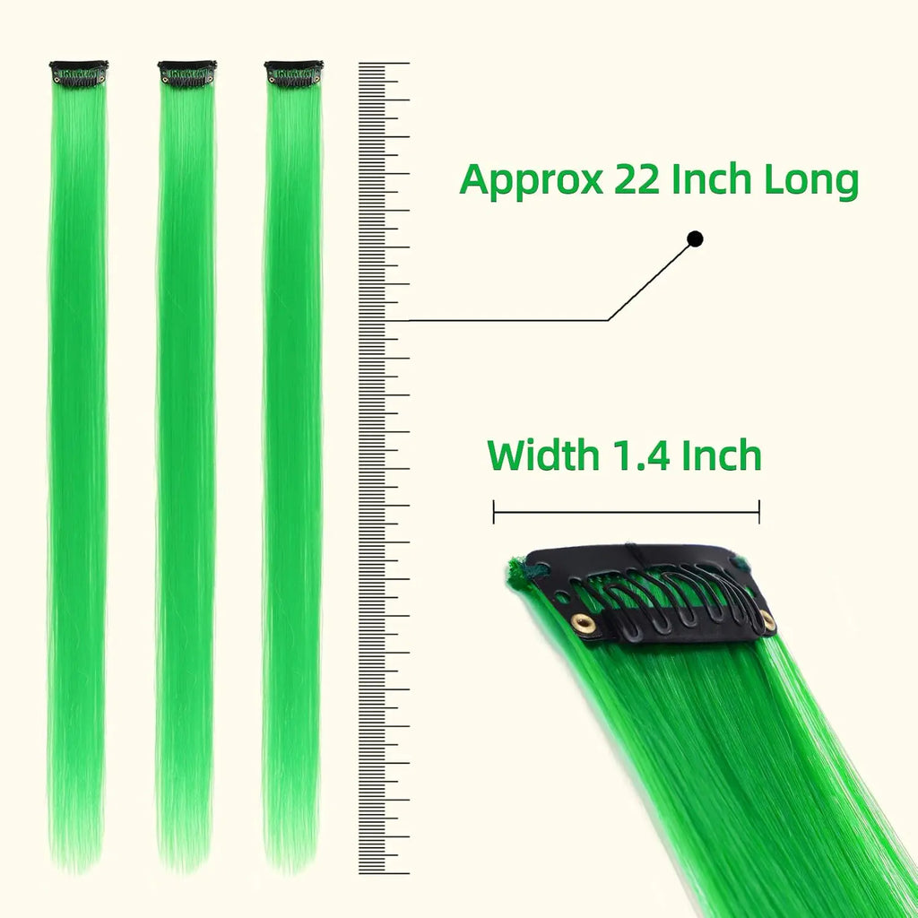 Synthetic 5PCS Colorful Hair Extensions Party Highlights Colorful Clip in Hair Extensions Straight Hairpieces for Women Girls