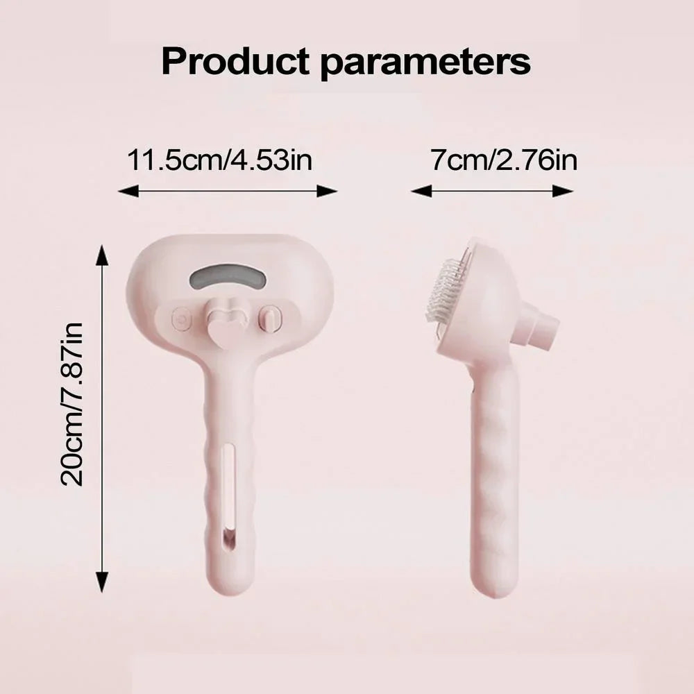 Rechargeable Steam-Spray Pet Grooming Comb — Foldable Dematting Brush & Hair Remover for Cats & Dogs