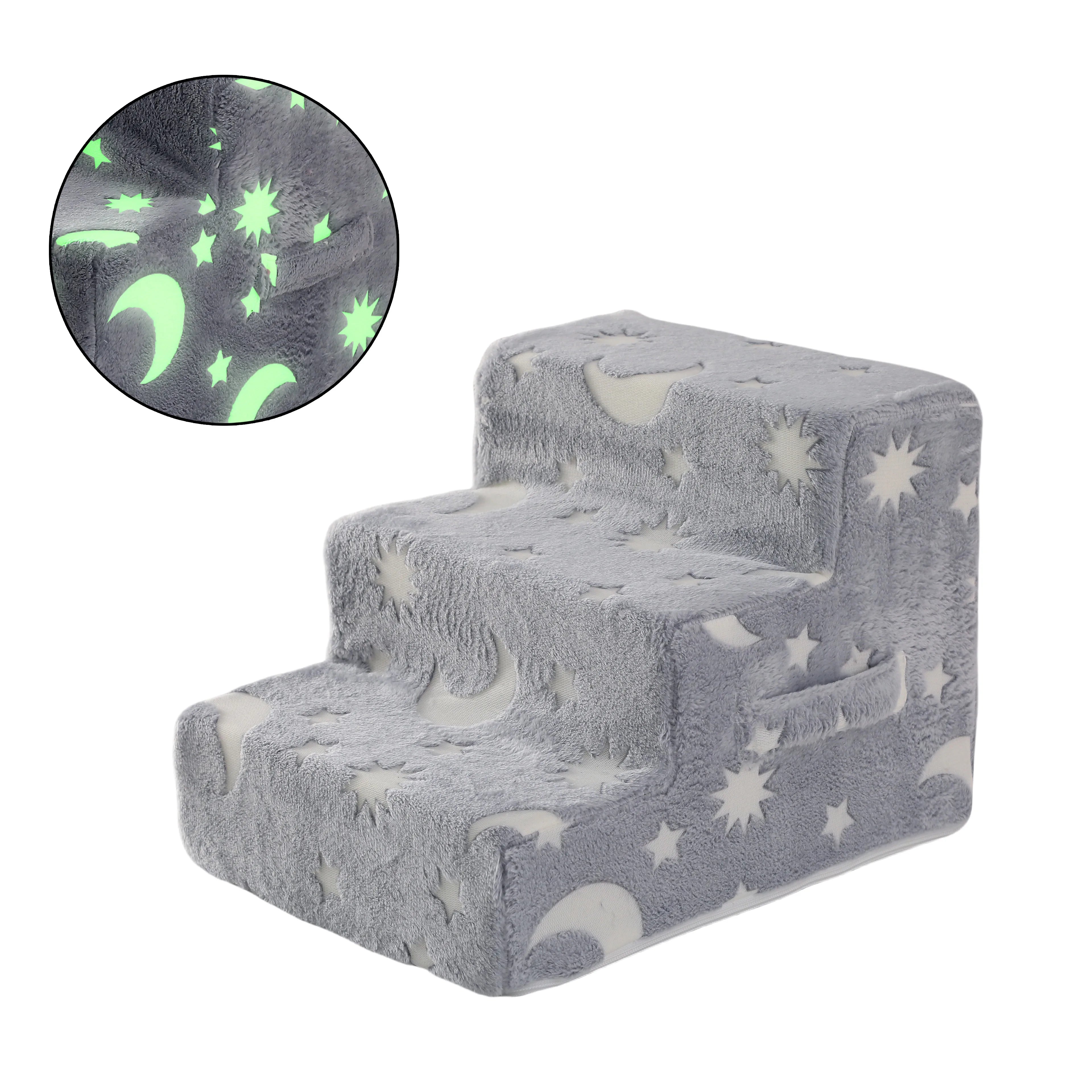 Pet Stairs for Dogs & Cats — 3- or 4-Step Detachable Sponge Ramp, Washable Waterproof Anti-Bite Pet Ladder