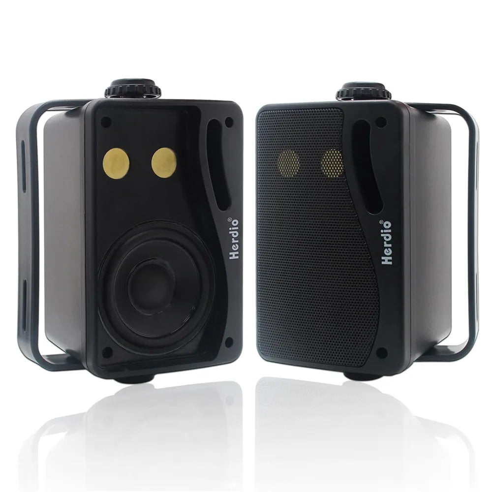 3.5 in (89 mm) Passive Outdoor Wired Speakers — 200W Peak 3-Way Waterproof Mountable Pair for Patio & Boat