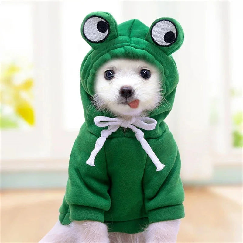 Fruit Print Fleece Hoodie for Small Dogs – Warm Pet Jacket for Puppies & Cats
