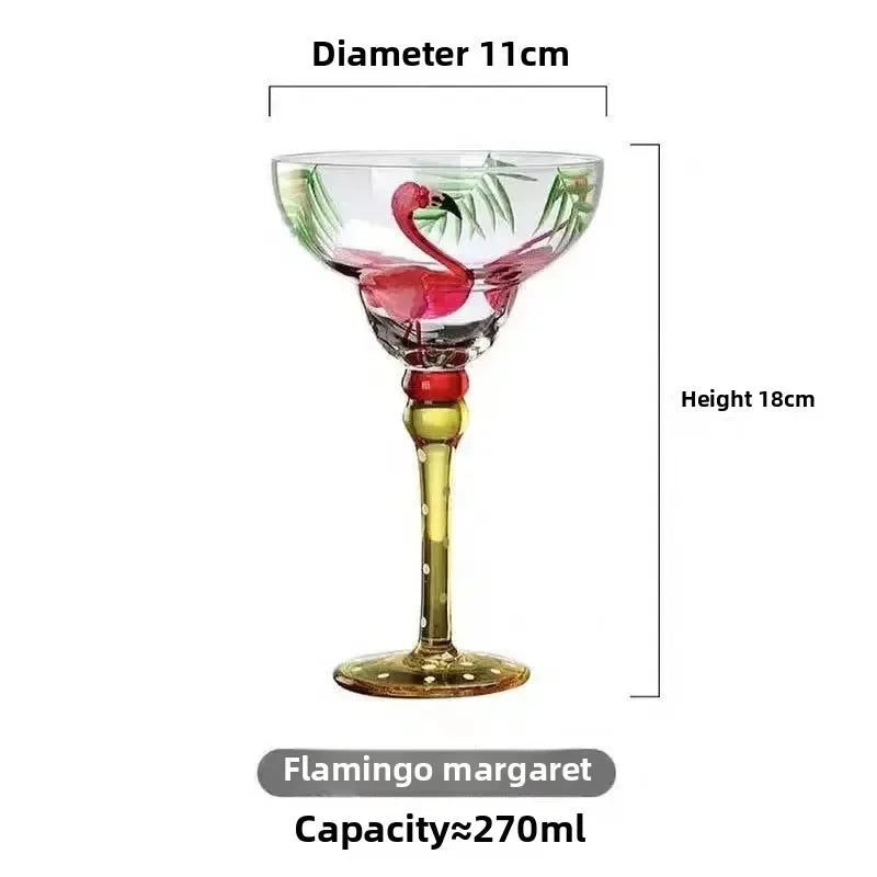 Handmade Colorful Margarita and Champagne Cocktail Glasses Set, Creative Glassware for Home Bar, Weddings and Parties