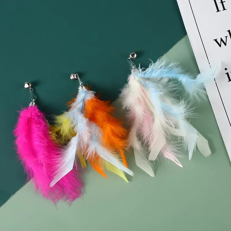 Interactive Cat Feather Toy Refill Kit – Feather Birds, Faux Worm & Foam Ball with Bell for Kittens