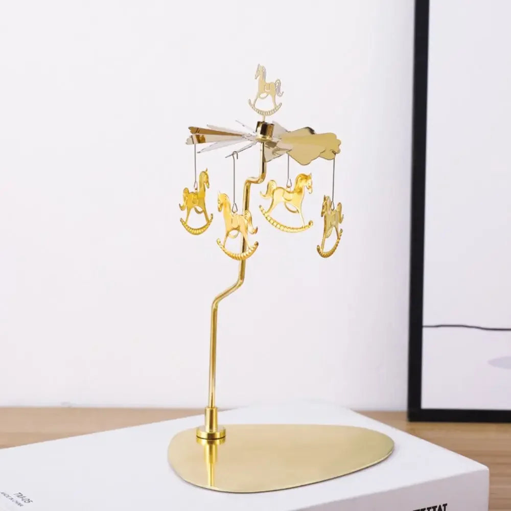 Carousel Candle Spinner Rotating Tealight Holder for Wedding, Christmas & Home Office Decor – Gold, Silver
