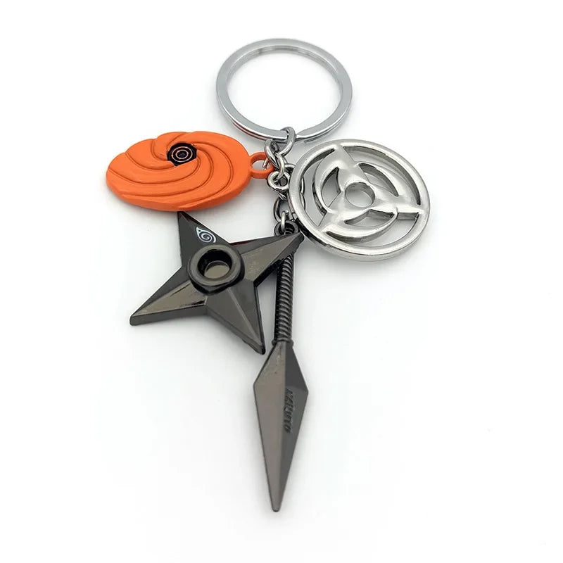 Anime Ninja Keychain Set: Kunai, Shuriken & Red Cloud Charms for Backpack, Car & Keys