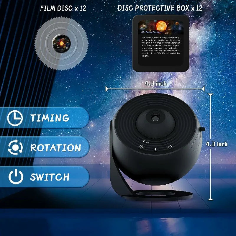 LED Galaxy Star Projector Night Light 360° Rotating Planetarium Lamp — 12-in-1 HD Scenes for Kids Room & Bedroom