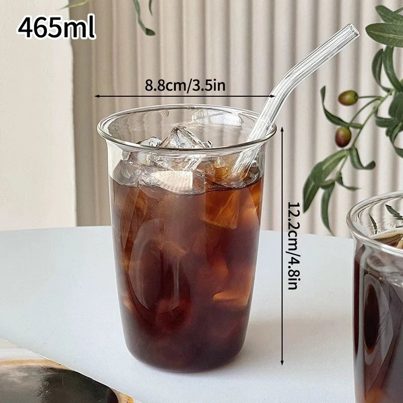 Wave Ripple Glass Tumbler - Transparent Iced Coffee & Milk Tea Cup, 280 ml (9.5 fl oz) & 530 ml (18 fl oz)