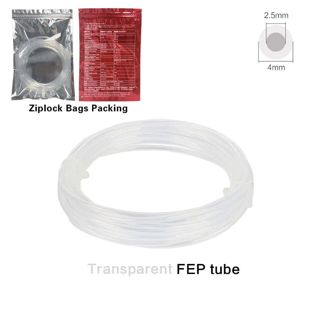 PTFE Bowden Tube for 1.75mm Filament – 2.5mm ID x 4mm OD (0.098 in x 0.157 in) Extruder Feed Tube for Mini 3D Printers