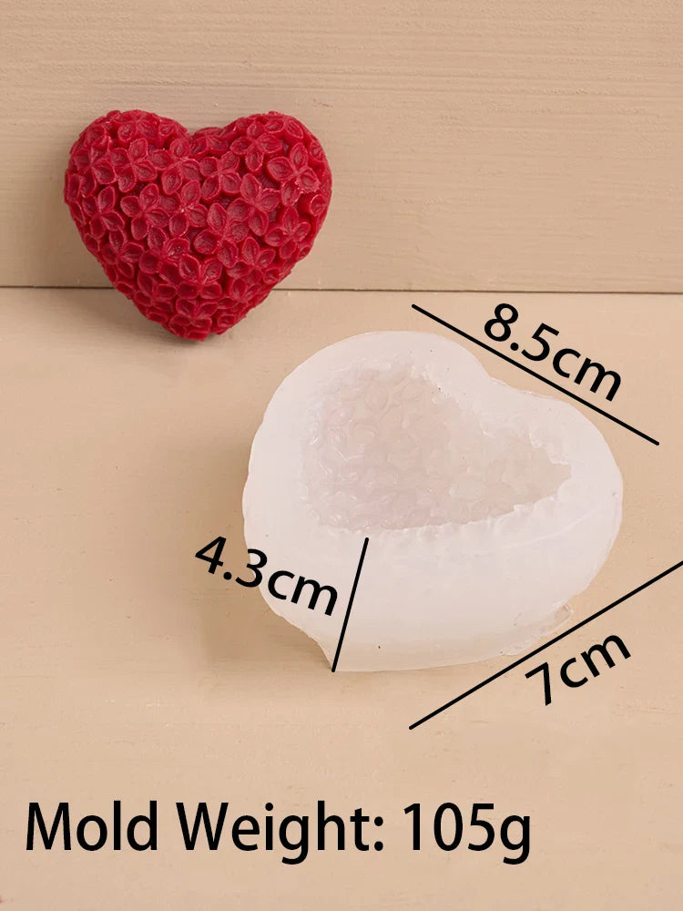 3D Love Flower Silicone Mold – Heart Candle, Soap, Resin & Chocolate DIY Kit for Valentine's Day