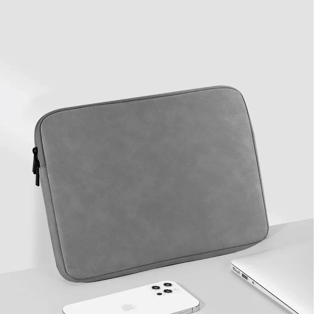 PU Laptop Sleeve Bag - Shockproof Water-Resistant Zipper Case for 12–15.6 in (30–39.6 cm) Laptops, Slim Foam & Fleece Lined