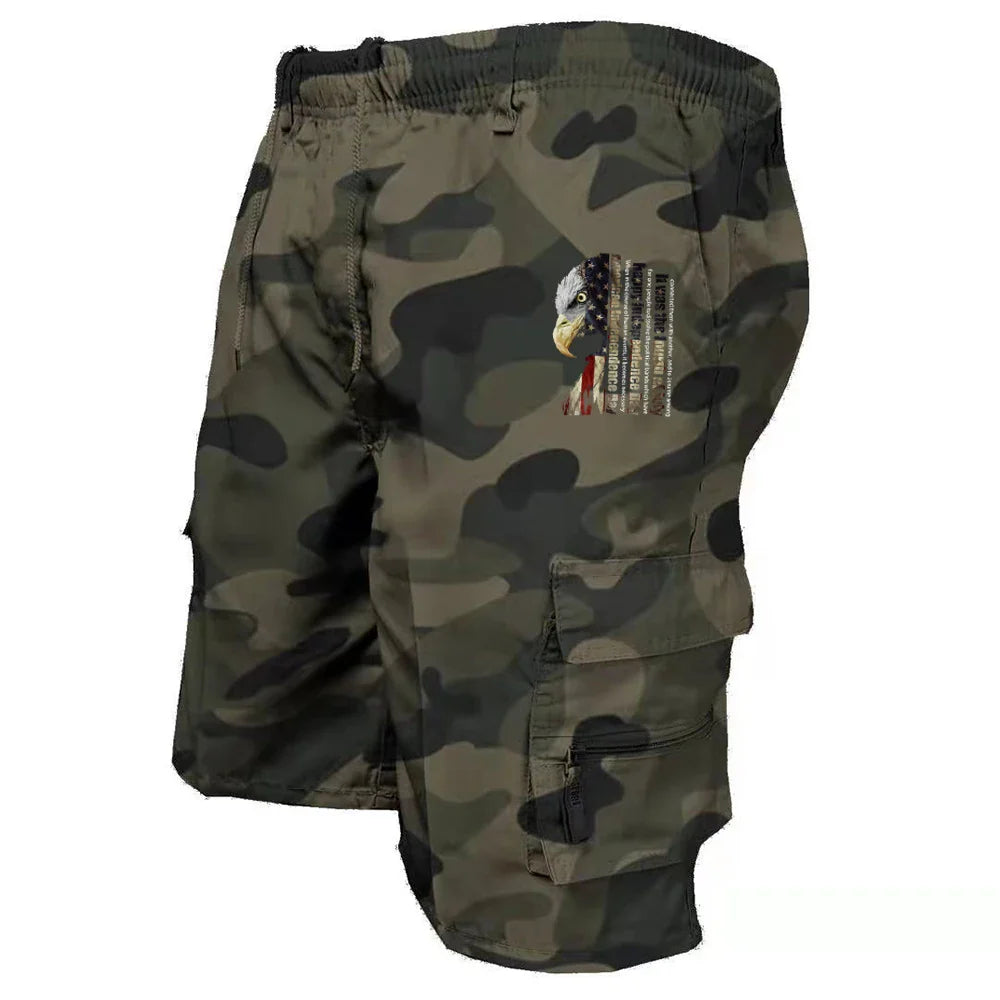 Men's Elastic Waist Cargo Work Shorts Men Outdoor Leggings Leisure Harajuku Street Style Jogging Shorts Loose Work Casual Shorts