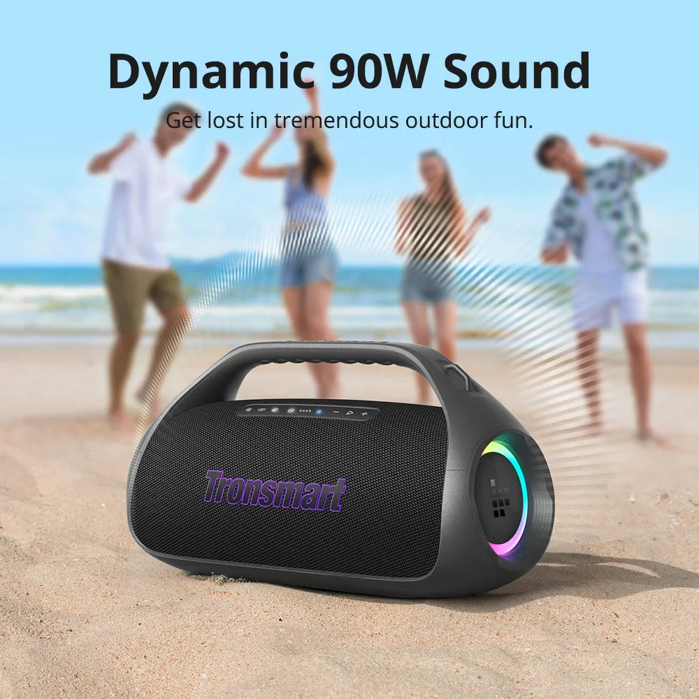 90W Portable Bluetooth Speaker — 2.1-Channel, 26H Playtime, 105dB, IPX6, Sync 100+ Speakers