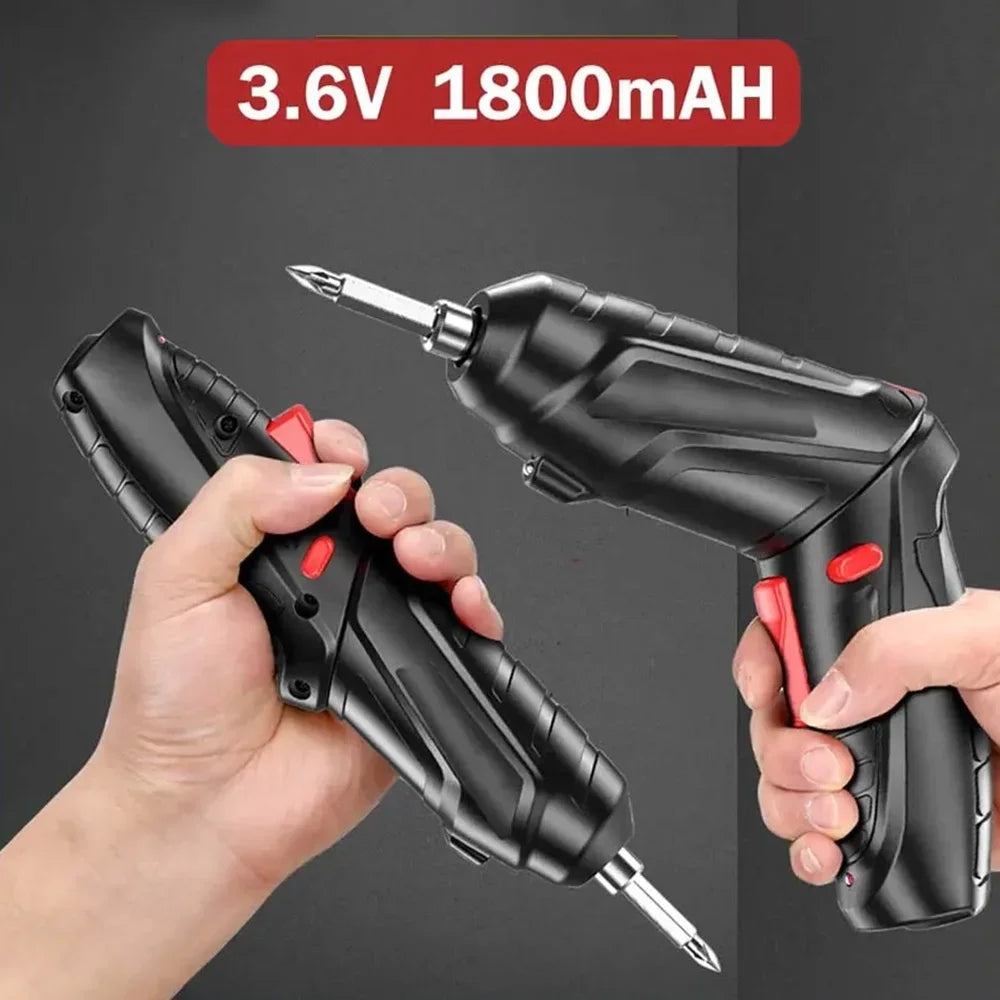 47-Piece 3.6V Cordless Electric Screwdriver Kit, 1800mAh USB Rechargeable, LED Light, 3.5Nm Torque for Home Repair