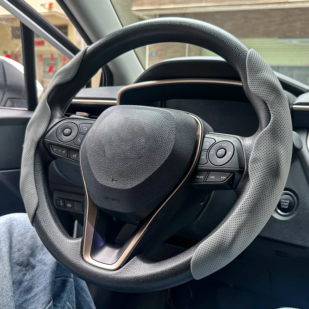 2-Pack Carbon Fiber Silicone Steering Wheel Covers 38 cm (15 in) Anti-Slip Universal Car Interior