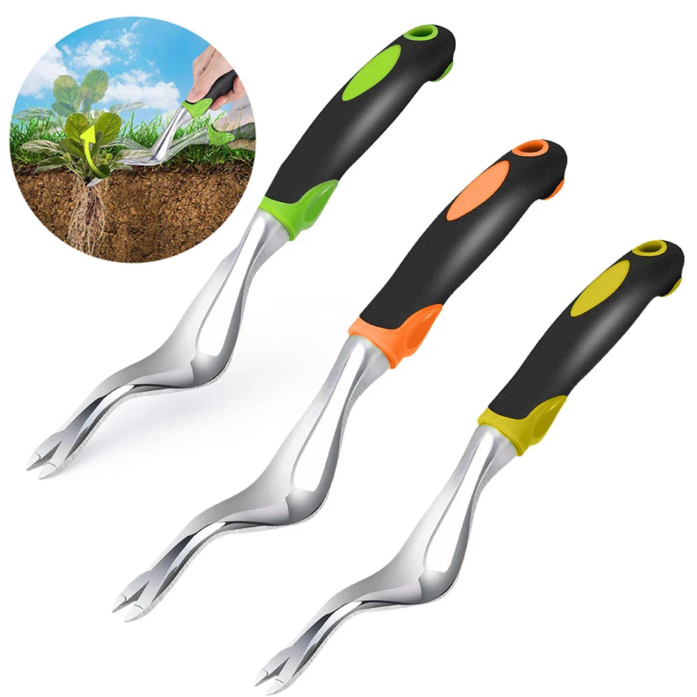 Aluminum Hand Weeder Tool 11.9 in (30.2 cm) Garden Weed Puller & Digger with Ergonomic Handle for Weed Removal and Transplanting