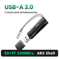 USB 3.0 Card Reader — SD & Micro SD (TF) Dual Slot 2-in-1, 5Gbps USB-A, Plug & Play, Supports up to 2TB