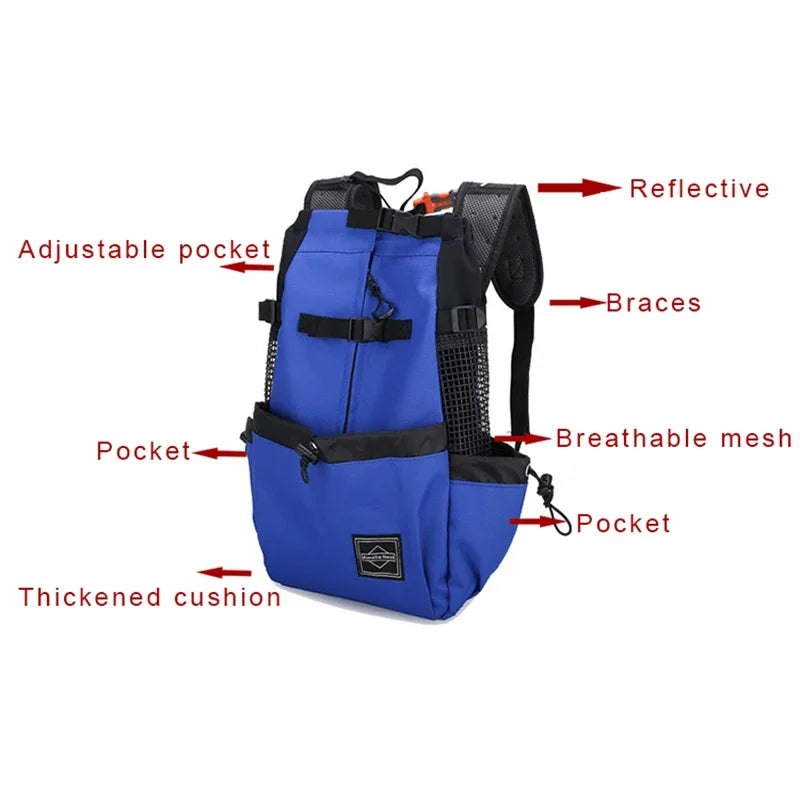 Nylon Dog Carrier Backpack for Small & Medium Dogs, Breathable Cycling Pet Carrier, Up to 30 kg (66 lb)