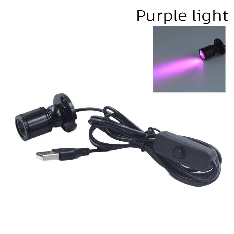 3W USB 5V LED Mini Spotlight - Surface Mount Rotatable Cabinet & Jewelry Display Light (Warm White + RGB)