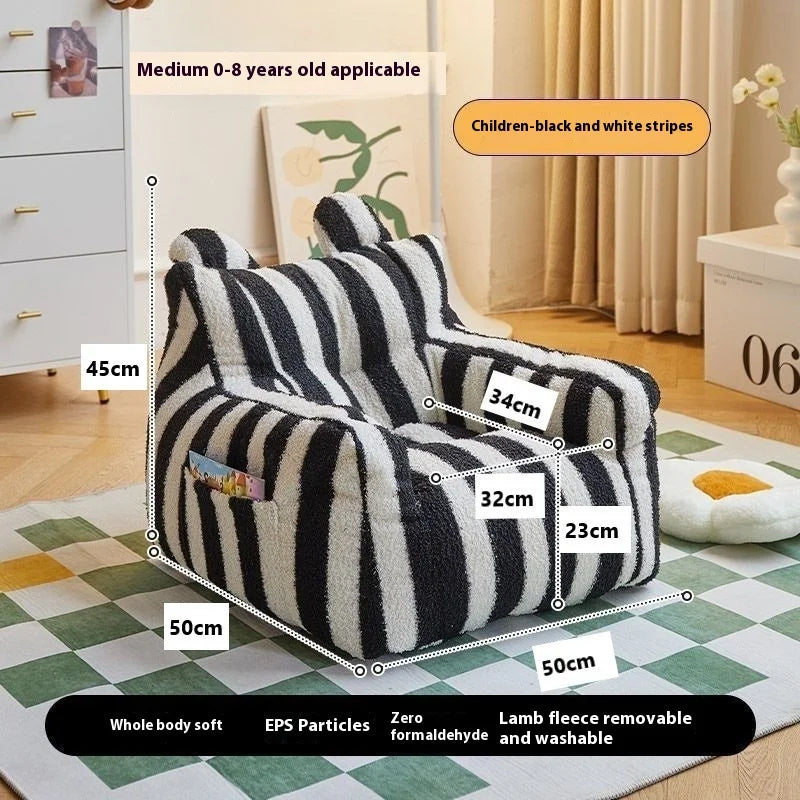 Lamb Fleece Kids Sofa Chair - Portable Cartoon Baby Armchair for Infants & Toddlers