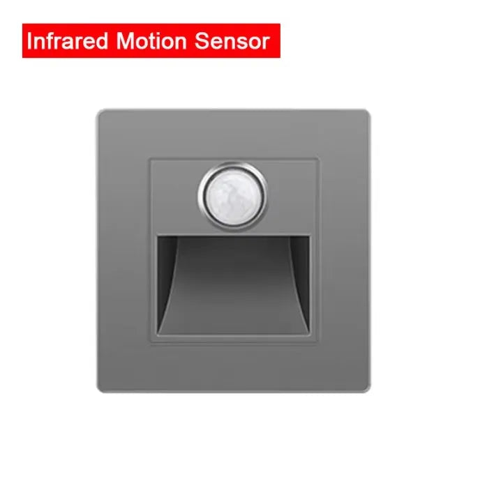 PIR Motion Sensor Recessed LED Night Light 86mm (3.4 in) AC 110-240V for Staircase Bedroom Hallway