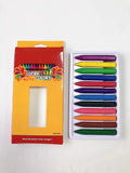 12-Color Washable Non-Toxic Wax Crayons — Jumbo Drop-Shaped Easy-Grip Crayon Sticks for Kids Art Supplies
