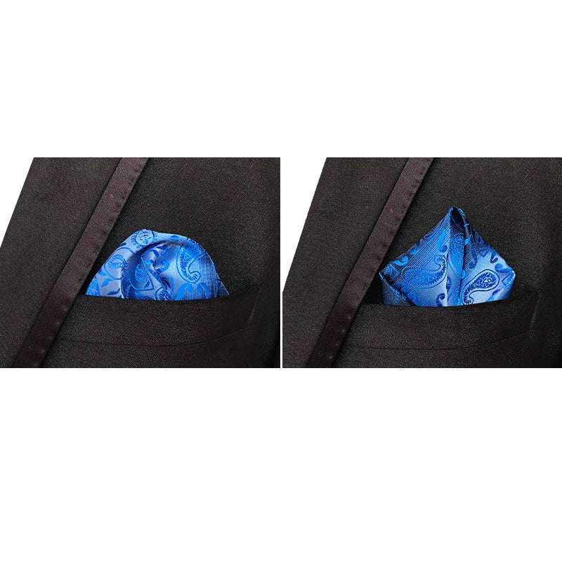 41 Colors 25 x 25 cm (9.8 x 9.8 in) Men's Pocket Square Handkerchief - Paisley, Dot & Stripe Wedding Hanky