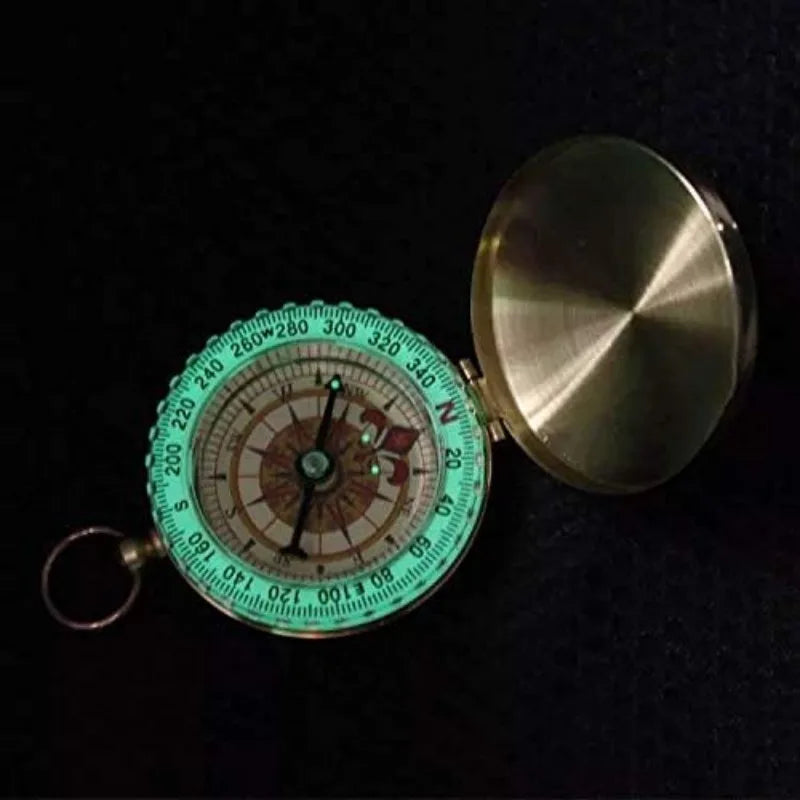 Copper Pocket Compass – Waterproof Glow-in-the-Dark Navigation Compass with Lanyard, 2 x 2 in (5 x 5 cm)