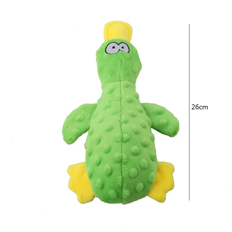 Plush Duck Squeaky Dog Toy with Chew Rope – Bite-Resistant Dental Cleaning Pet Toy