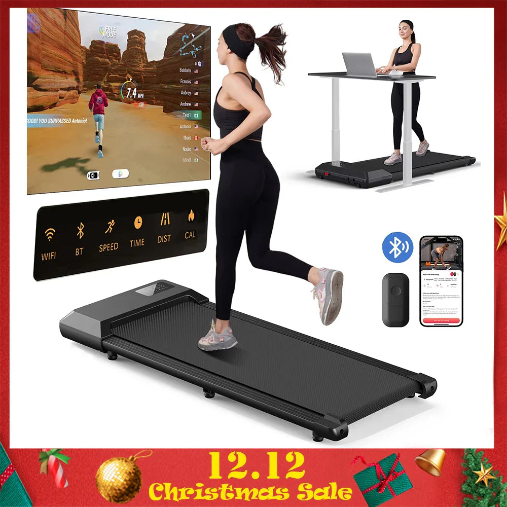 Under-Desk Treadmill for Home Office, 2.5HP Quiet Walking and Jogging Pad with App, Remote and LCD, 250 lb Capacity