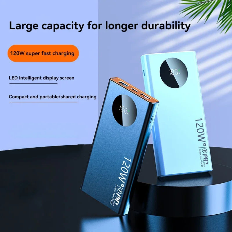 120W 50,000mAh Fast Charging Portable Power Bank with USB-C PD – High Capacity Battery Charger for Smartphones