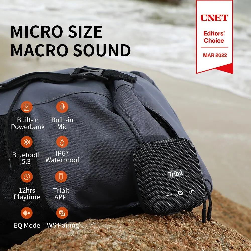 Portable Bluetooth Mini Speaker 90dB Loud Deep Bass IP67 Waterproof Built-in Strap 12-Hour Playtime Powerbank