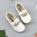 Girls Floral PU Leather Dress Flats with Flower Applique – Princess Party Shoes (EU Sizes 26–36)