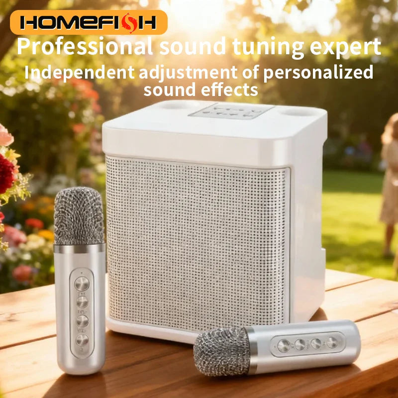 Portable Bluetooth Karaoke Speaker with Dual Microphones — 10W Rechargeable 2000mAh Party Speaker for Home & Outdoor