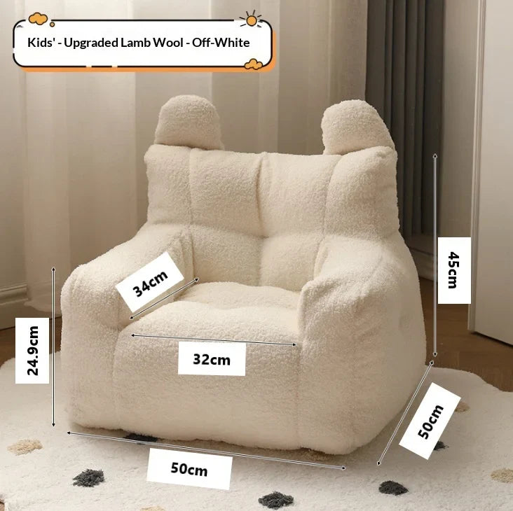 Lamb Fleece Kids Sofa Chair - Portable Cartoon Baby Armchair for Infants & Toddlers