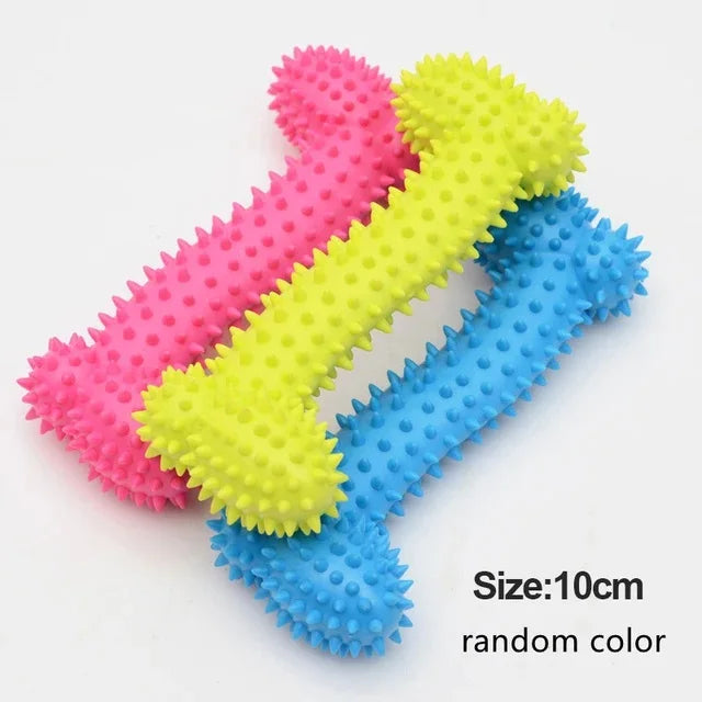 Bite-Resistant Rubber Spiked Dog Chew Toy for Small Dogs — Teeth Cleaning Squeaky Training Toy (1-Pack)