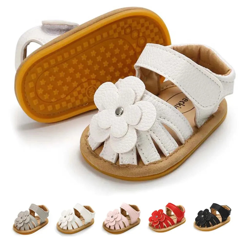 Infant Baby Girls Flower Non-Slip Soft Sole Sandals — Princess Dress Flats for Newborn