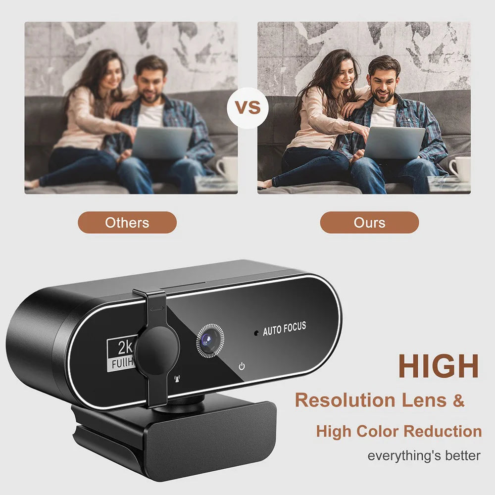4K USB Webcam with Autofocus & Built-in Microphone — 3840x2160 (4K) & 1080P Streaming Camera for PC/Laptop