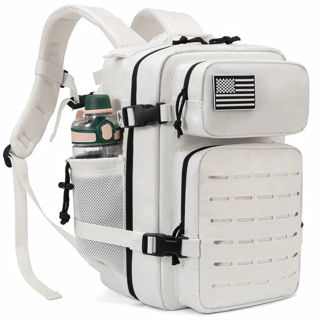 Tactical 25L Laser-Cut MOLLE Backpack - 900D Polyester Water-Resistant Daypack with Velcro Patch Panel, 15.7 x 9.8 x 9.8 in (40 x 25 x 25 cm)
