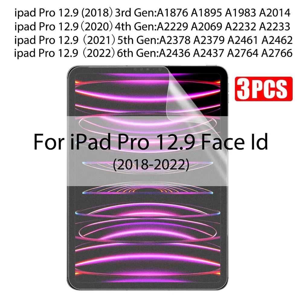 3-Pack Paper-Like Matte PET Screen Protector for iPad Air & Pro — 10.5–12.9 in (26.7–32.8 cm), Anti-Glare Pen-Friendly