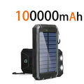 200000mAh Waterproof Solar Power Bank 20W Dual USB Portable Charger with LED Display & Flashlight for Camping