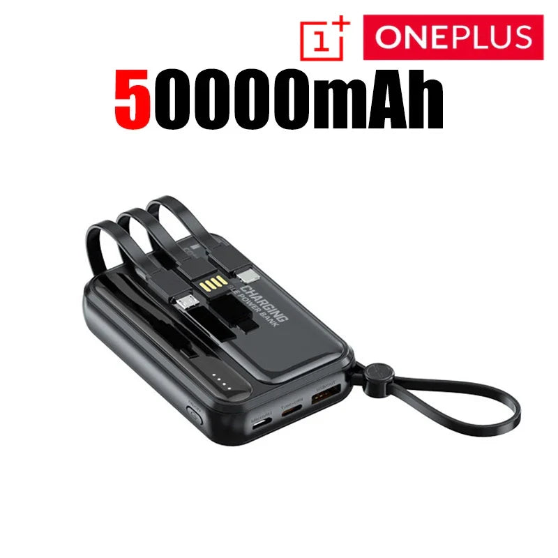 Mini Magnetic 10,000mAh Power Bank, Fast Charging Portable Charger with Built-In Cables, LED Display & Lanyard