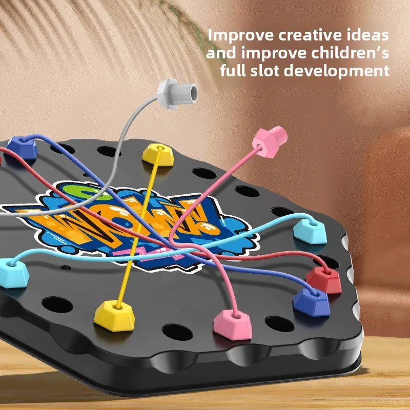 Kids Rope Knot Puzzle Board Game - Colorful Twisted Rope Logic Toy for Ages 7+ Parent-Child Interactive