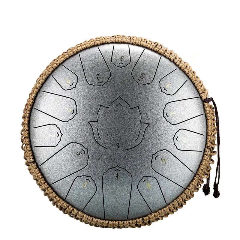 Steel Tongue Drum 13-Inch (32 cm) 15-Note C Scale Handpan-Style Percussion with Mallets & Carry Bag