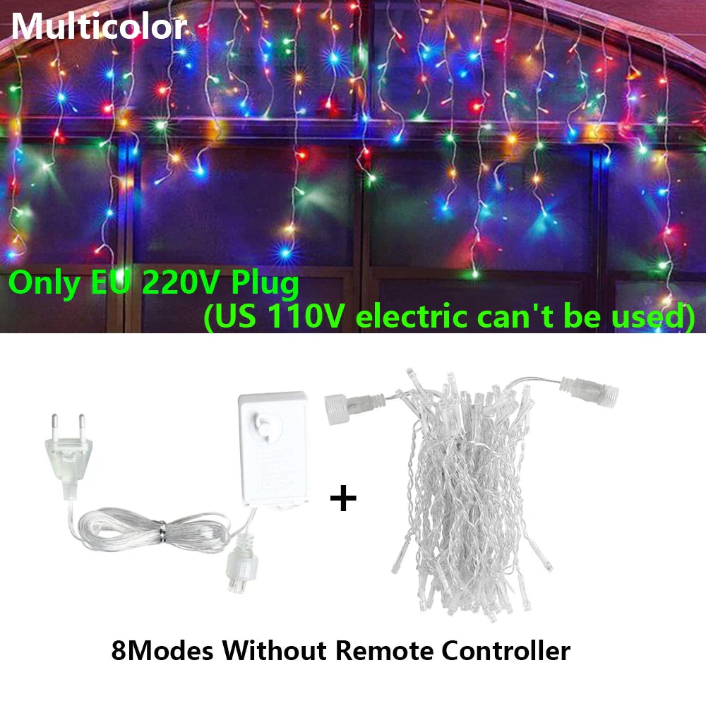 40 m (131 ft) LED Curtain Icicle String Fairy Lights with Remote – Waterproof Outdoor & Indoor Christmas Wedding Party Decor