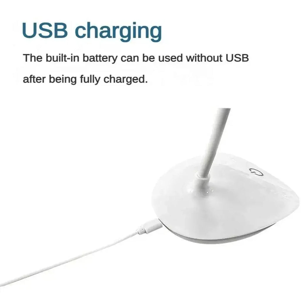 LED Reading Desk Lamp Portable USB Rechargeable Touch Dimmable Eye-Care Table Lamp 360° Adjustable for Office & Study